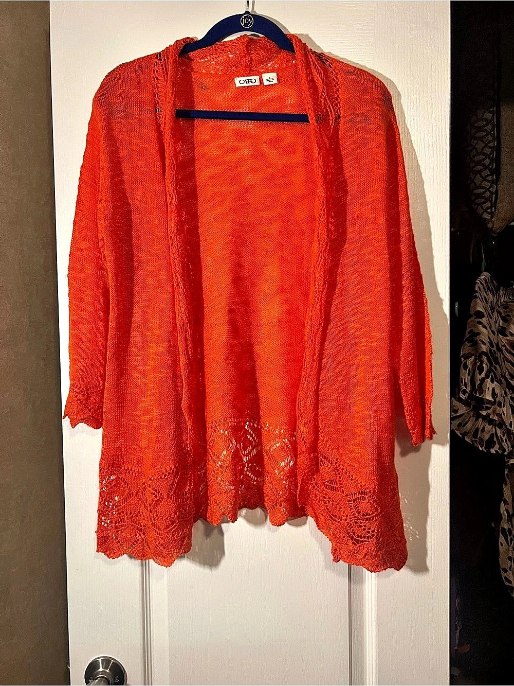 Cato Open Front Lace Hem Cardigan Size Large